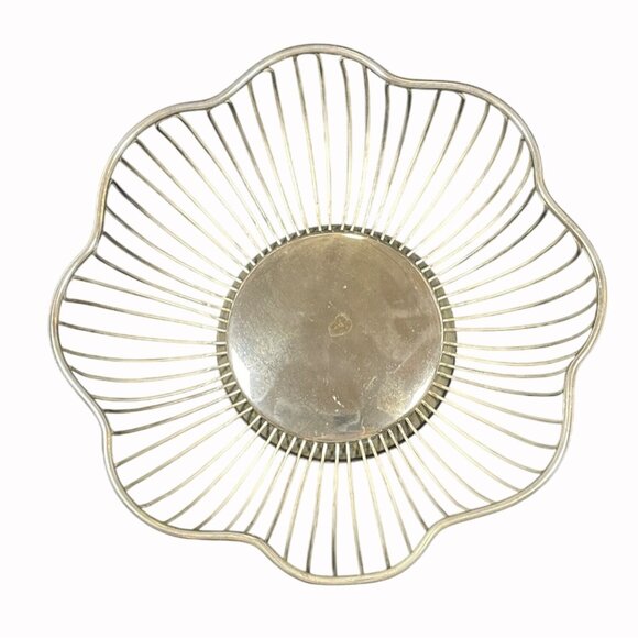 Silver Plate Wire Fruit Bread Basket Round Bowl Art MCM Retro Holiday Dinner VTG - Picture 4 of 10